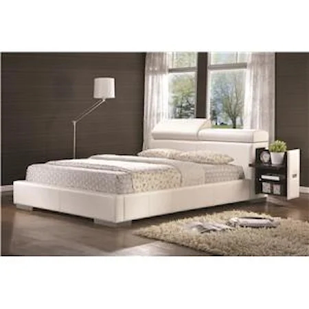 Leatherette Upholstered Queen Bed with Pull-Out Drawer